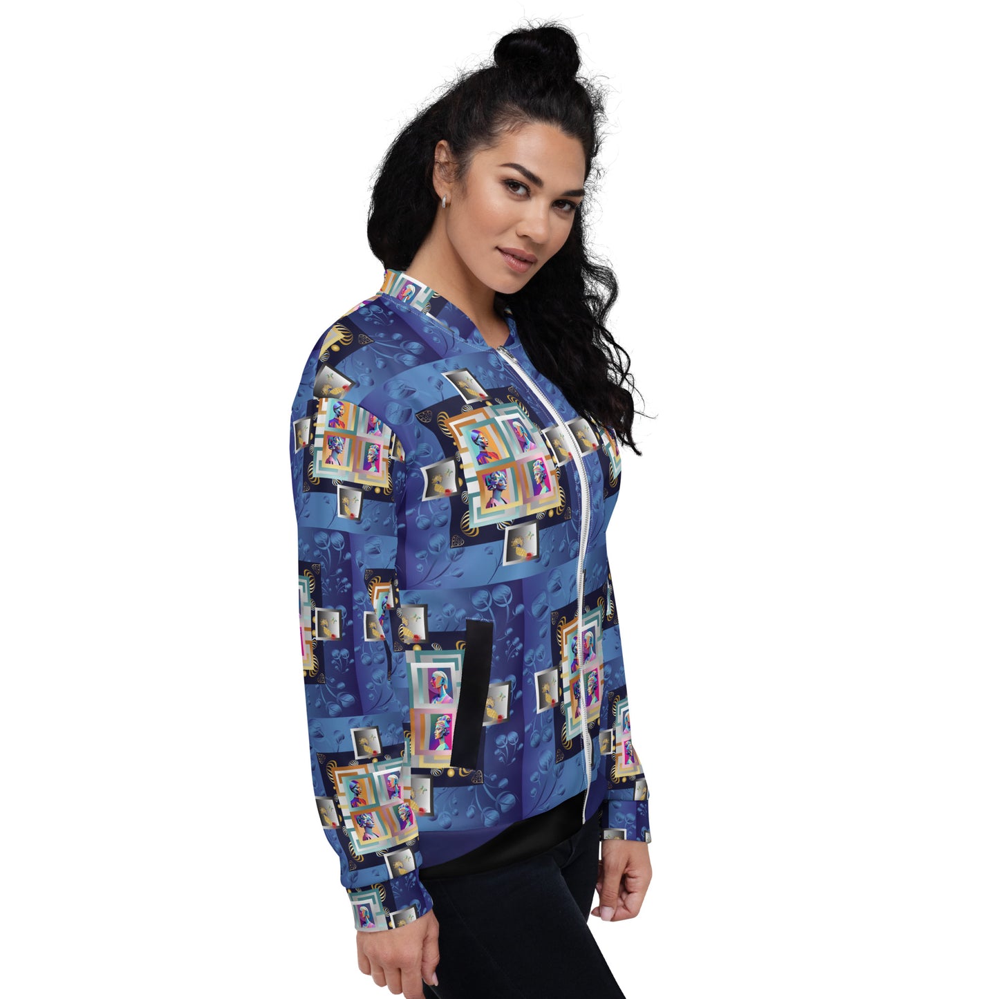 Unisex Bomber Jacket Kukloso Four Ladies Collage No 1 Medium Pattern - Free Shipping