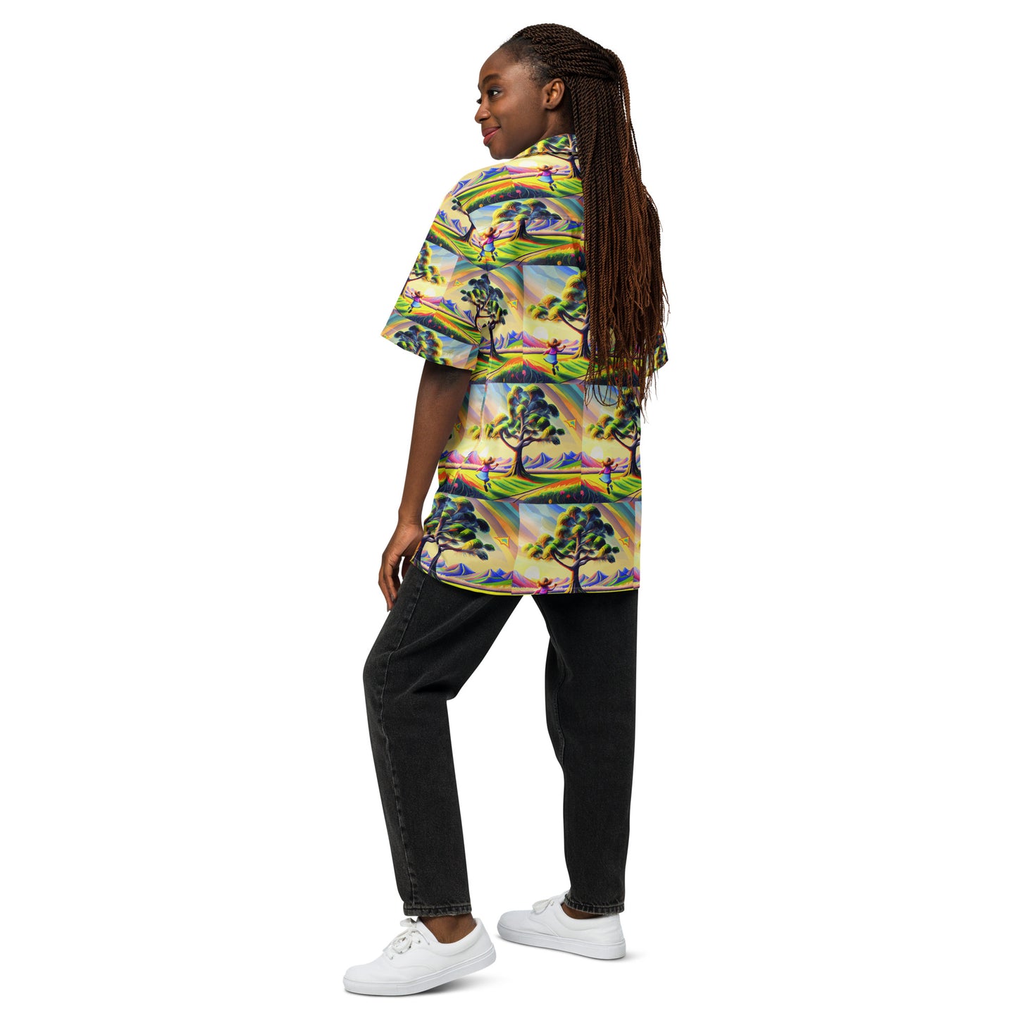 Unisex button shirt Kukloso Girl with a Kite - Free Shipping