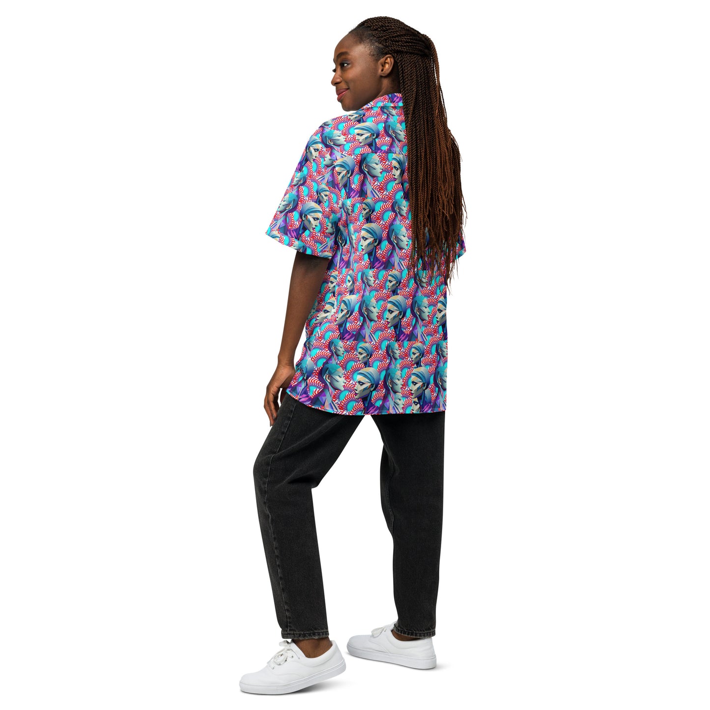 Unisex button shirt Kukloso Cubist Ladies in Purple No 5 - Free Shipping