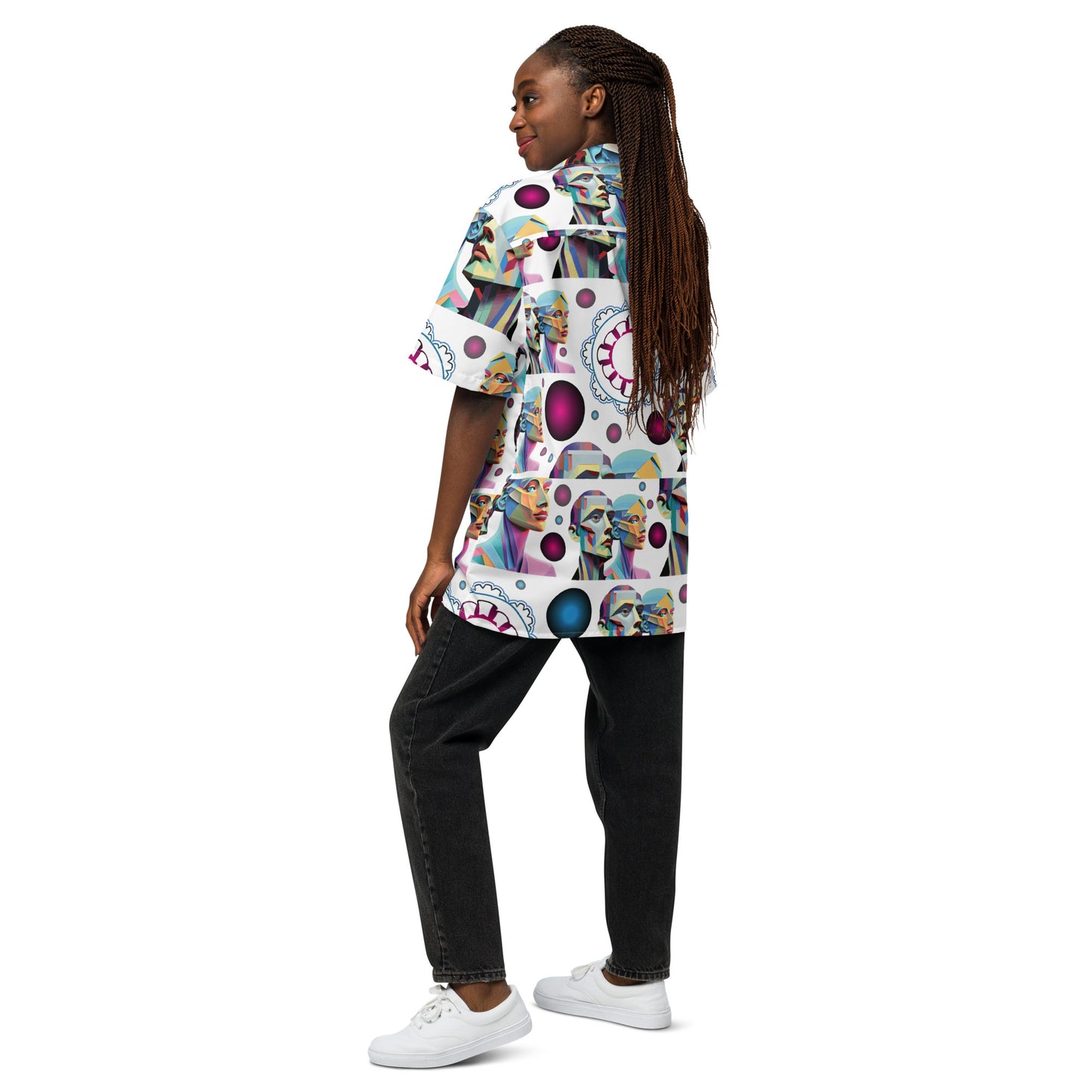 Unisex button shirt Kukloso Cubist Couple No 1 A - Free Shipping