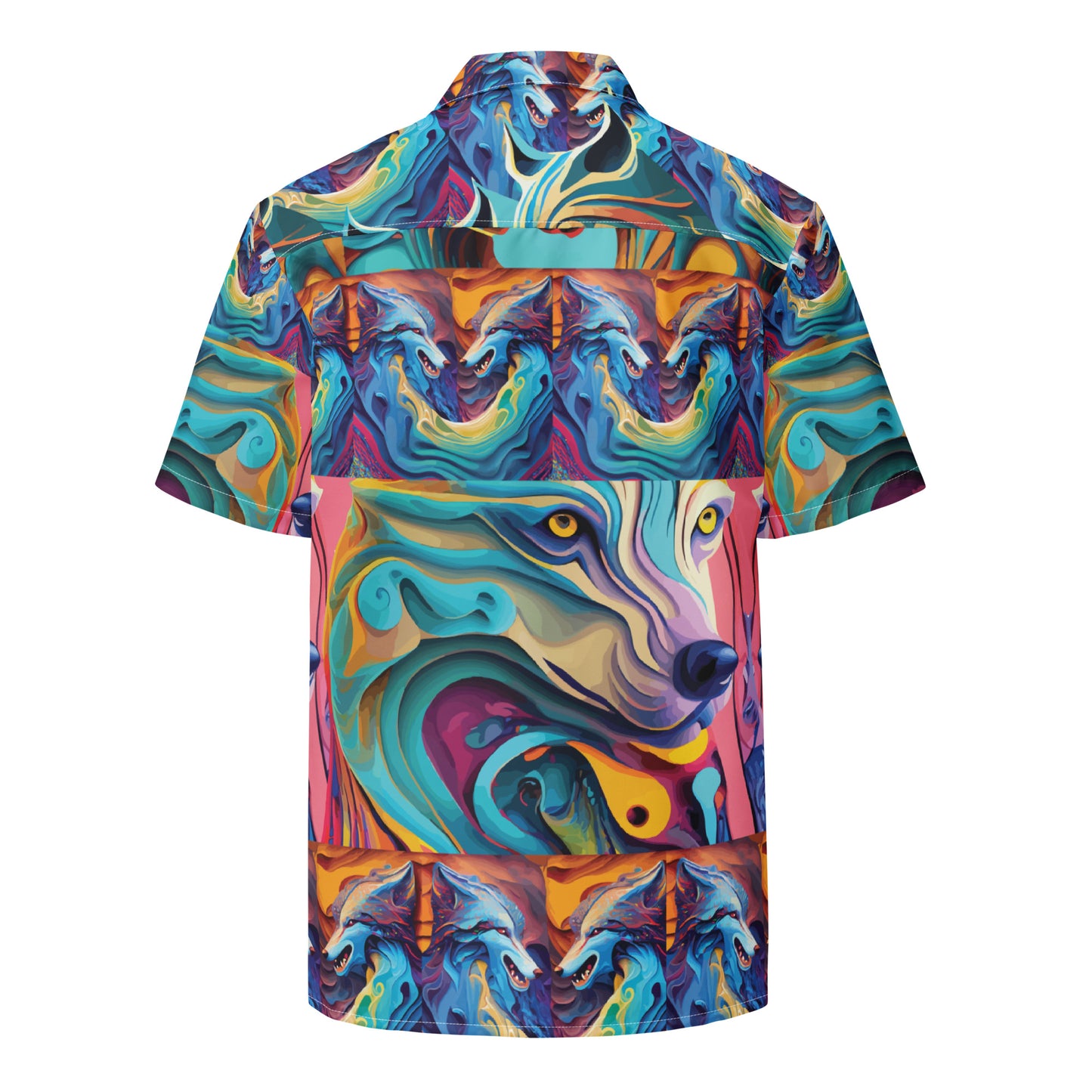 Unisex button shirt Kukloso Wolves in Liquid Color No 5 - Free Shipping