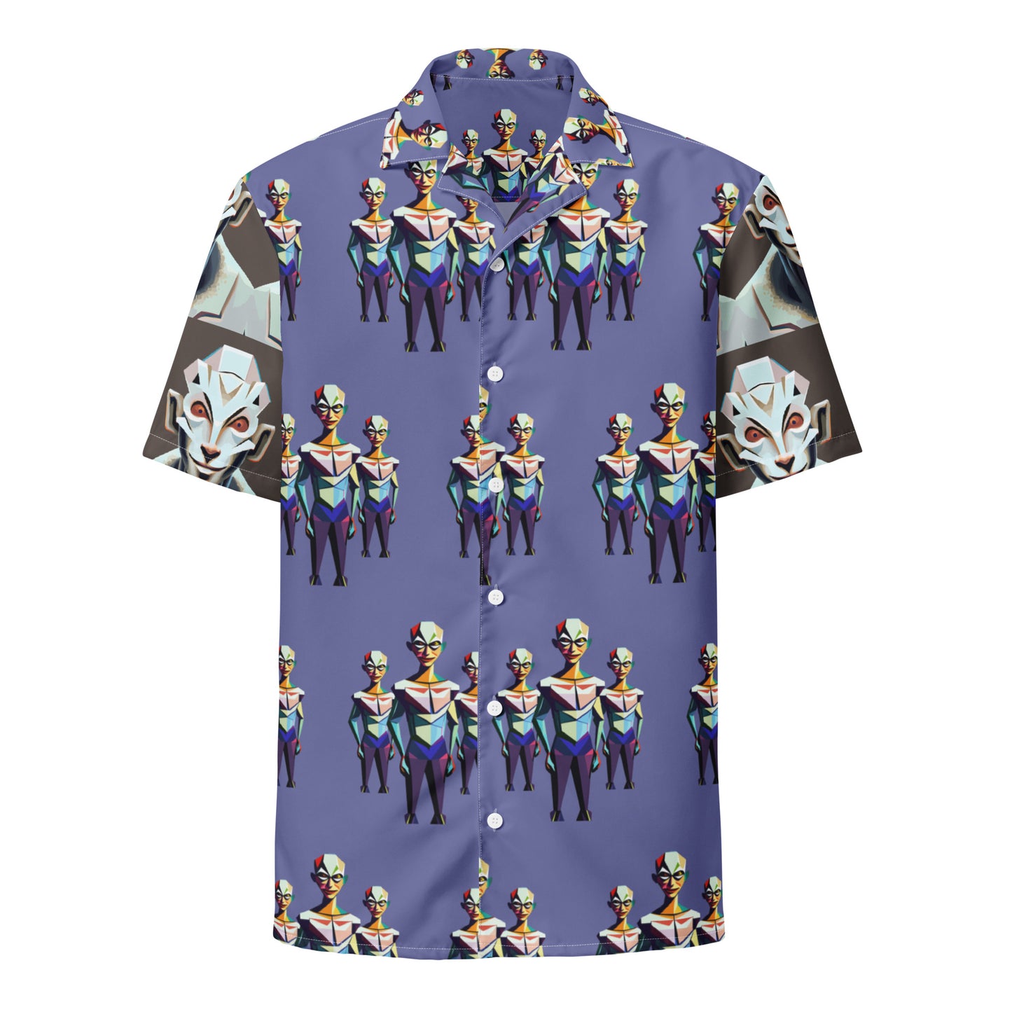 Unisex button shirt Kukloso Cubist Space Faces No 2 - Free Shipping