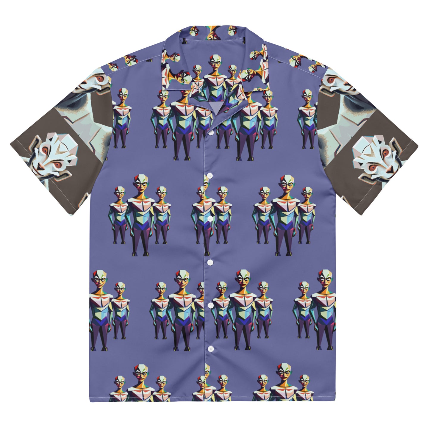 Unisex button shirt Kukloso Cubist Space Faces No 2 - Free Shipping