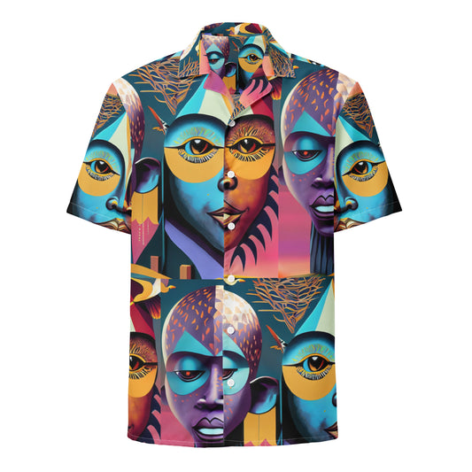 Unisex button shirt Kukloso Cubist Faces No 2 - Free Shipping