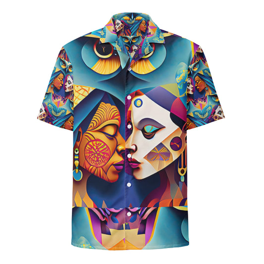 Unisex button shirt Kukloso Cubist Faces No 3 - Free Shipping Product