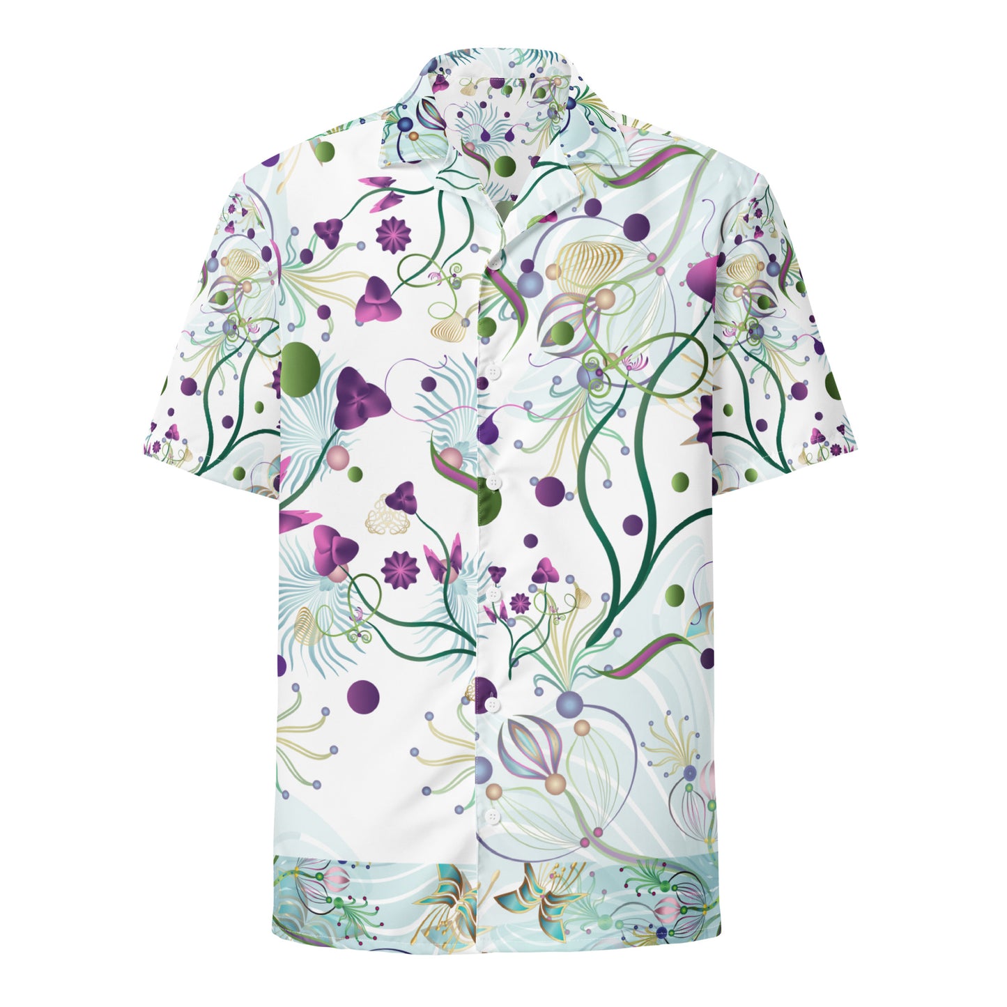 Unisex button shirt Kukloso Kuklos No 4398/4402 Abstract Floral Collage - Free Shipping