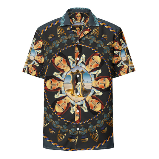 Unisex button shirt Kukloso Kuklos No 4498 Abstract Mandala Collage - Free Shipping