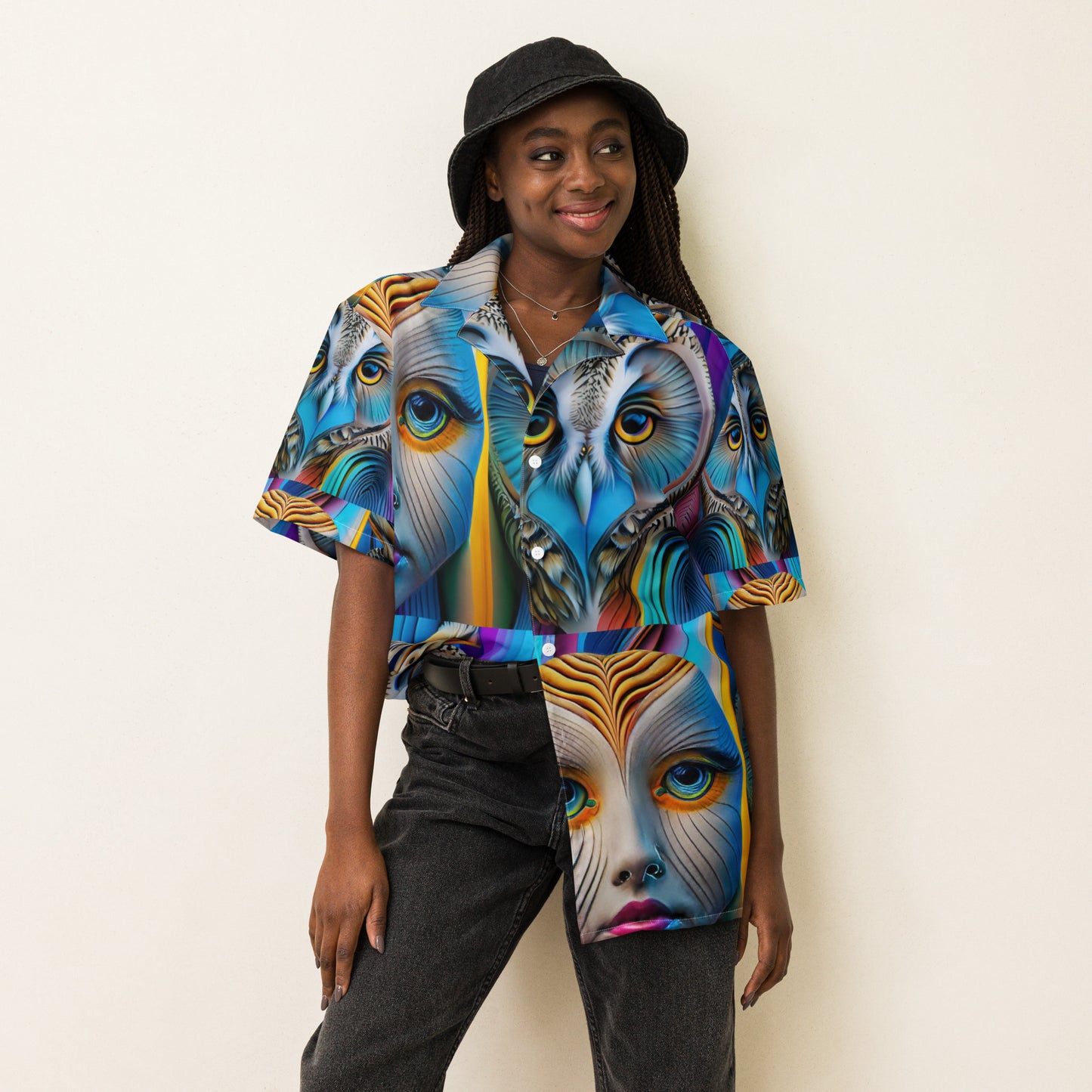 Unisex button shirt Kukloso Space Faces No 11 - Free Shipping