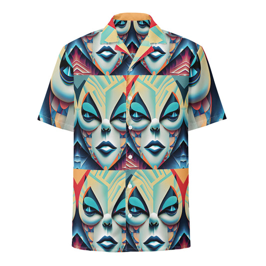 Unisex button shirt Kukloso Space Faces No 9 - Free Shipping