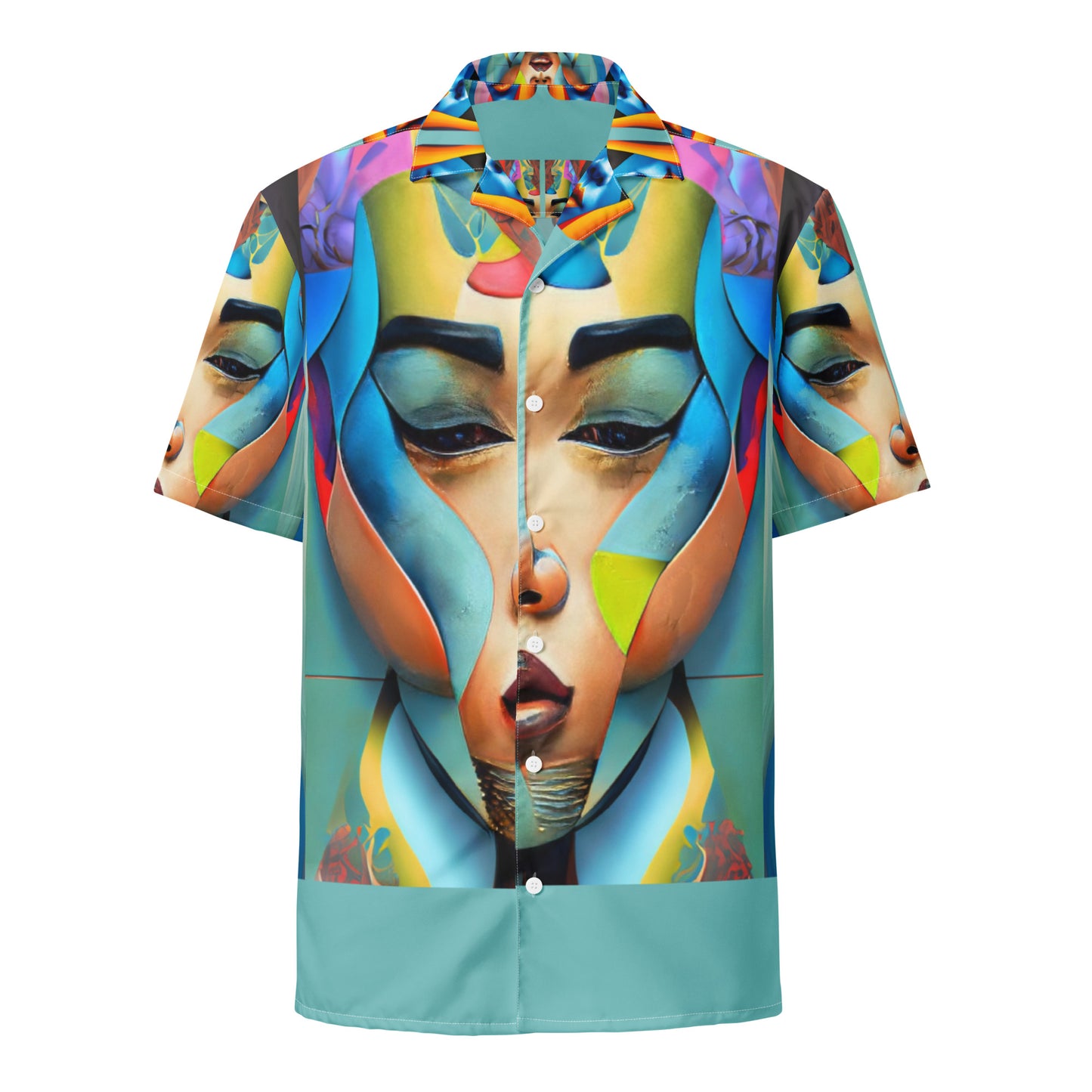 Unisex button shirt Kukloso Cubist Faces No 8 - Free Shipping