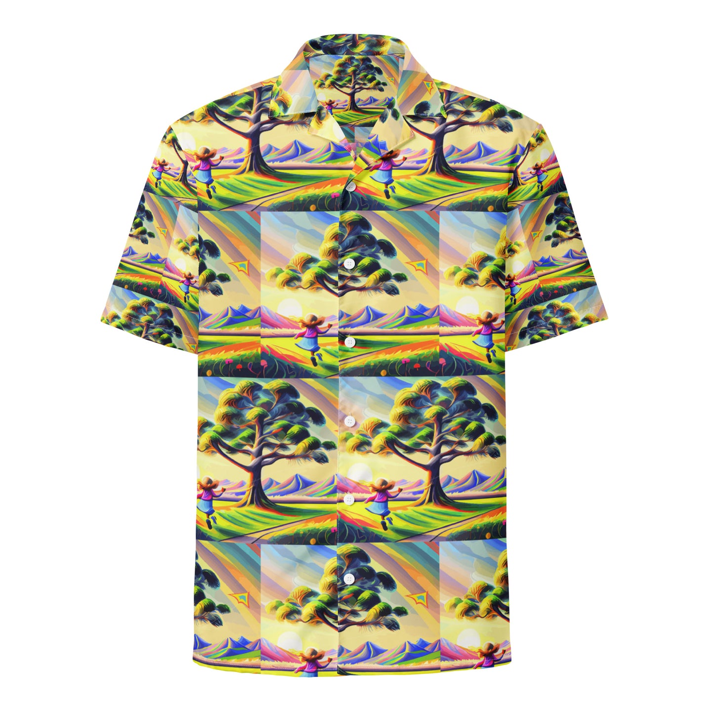 Unisex button shirt Kukloso Girl with a Kite - Free Shipping