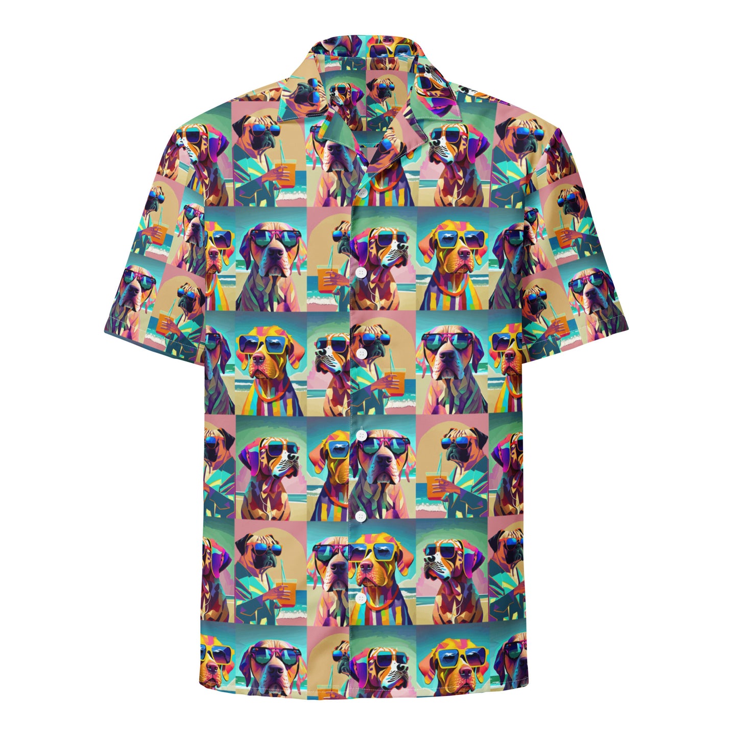 Unisex button shirt Kukloso Abstracticon No 39 'The Dogs' Collage - Free Shipping