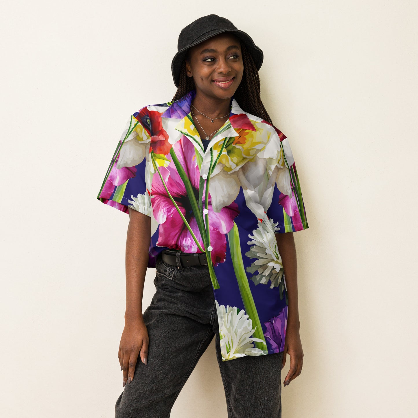 Unisex button shirt Kukloso Abstracticon Florals No 9 - Free Shipping