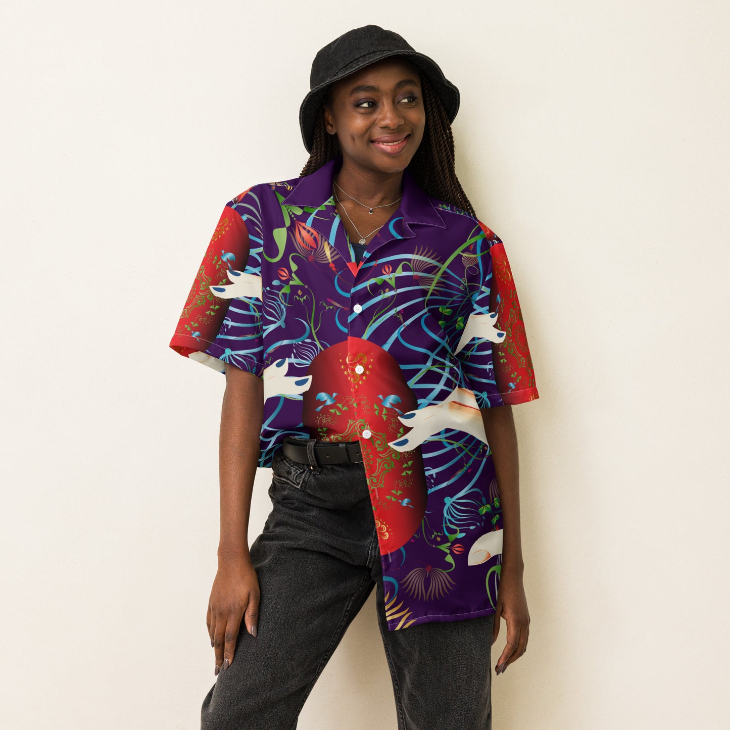 Unisex button shirt Kukloso Multicolored Collage No 1 - Free Shipping