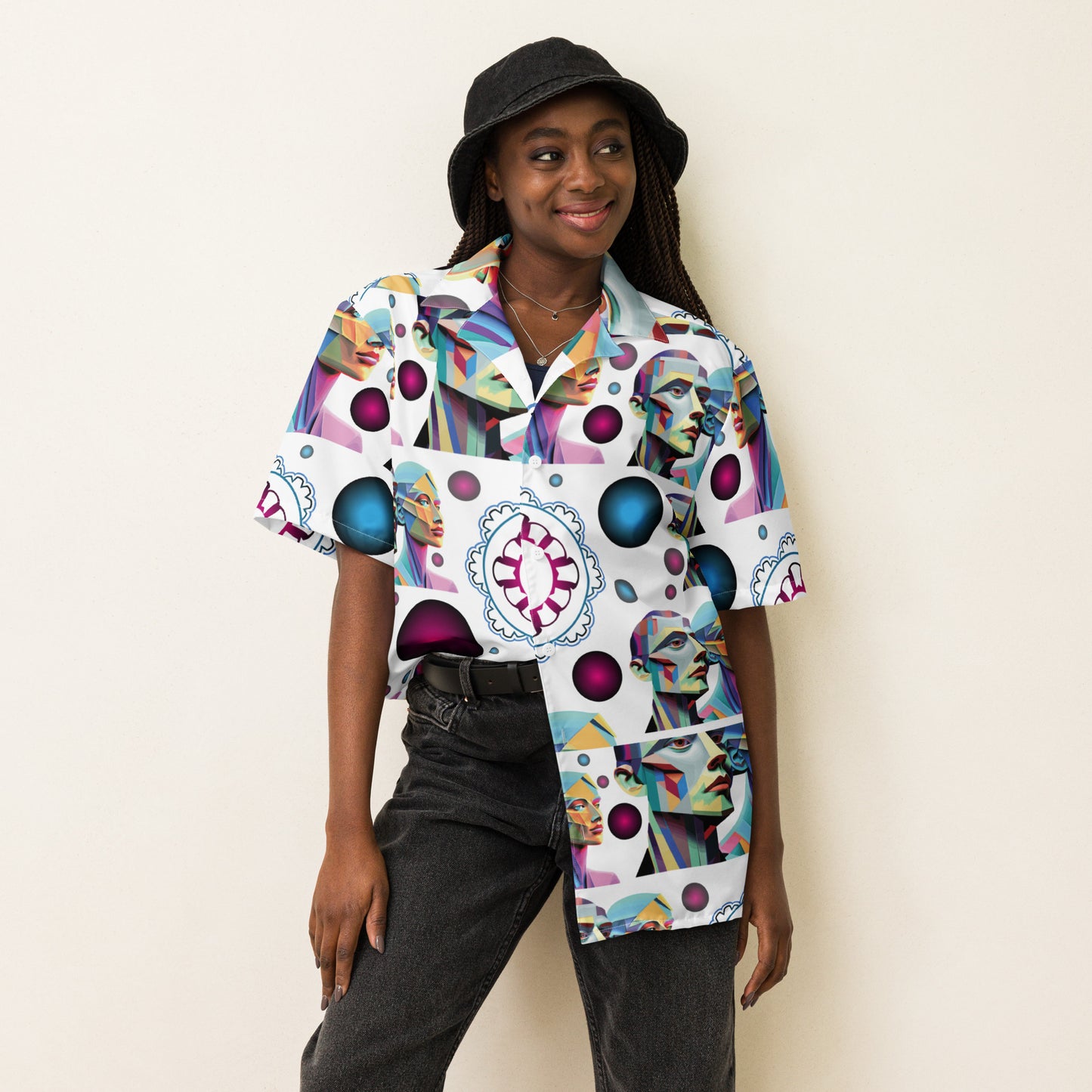 Unisex button shirt Kukloso Cubist Couple No 1 A - Free Shipping