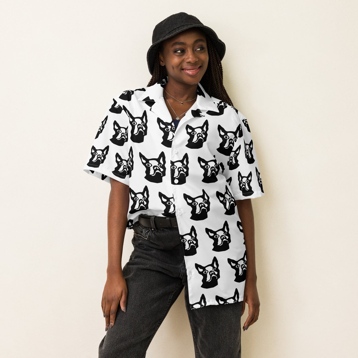 Unisex button shirt Kukloso Boston Terrier Pattern No 1 - Free Shipping