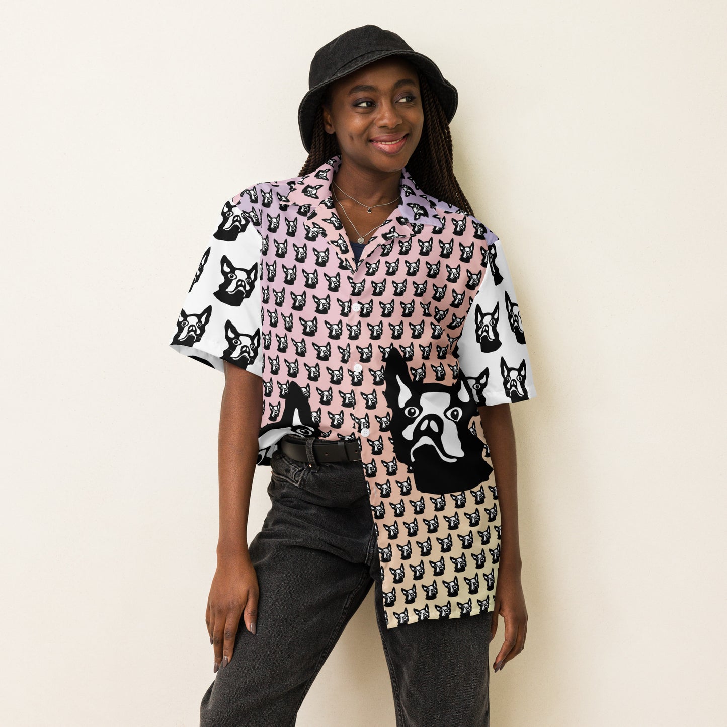 Unisex button shirt Kukloso Boston Terrier Pattern No 2 - Free Shipping