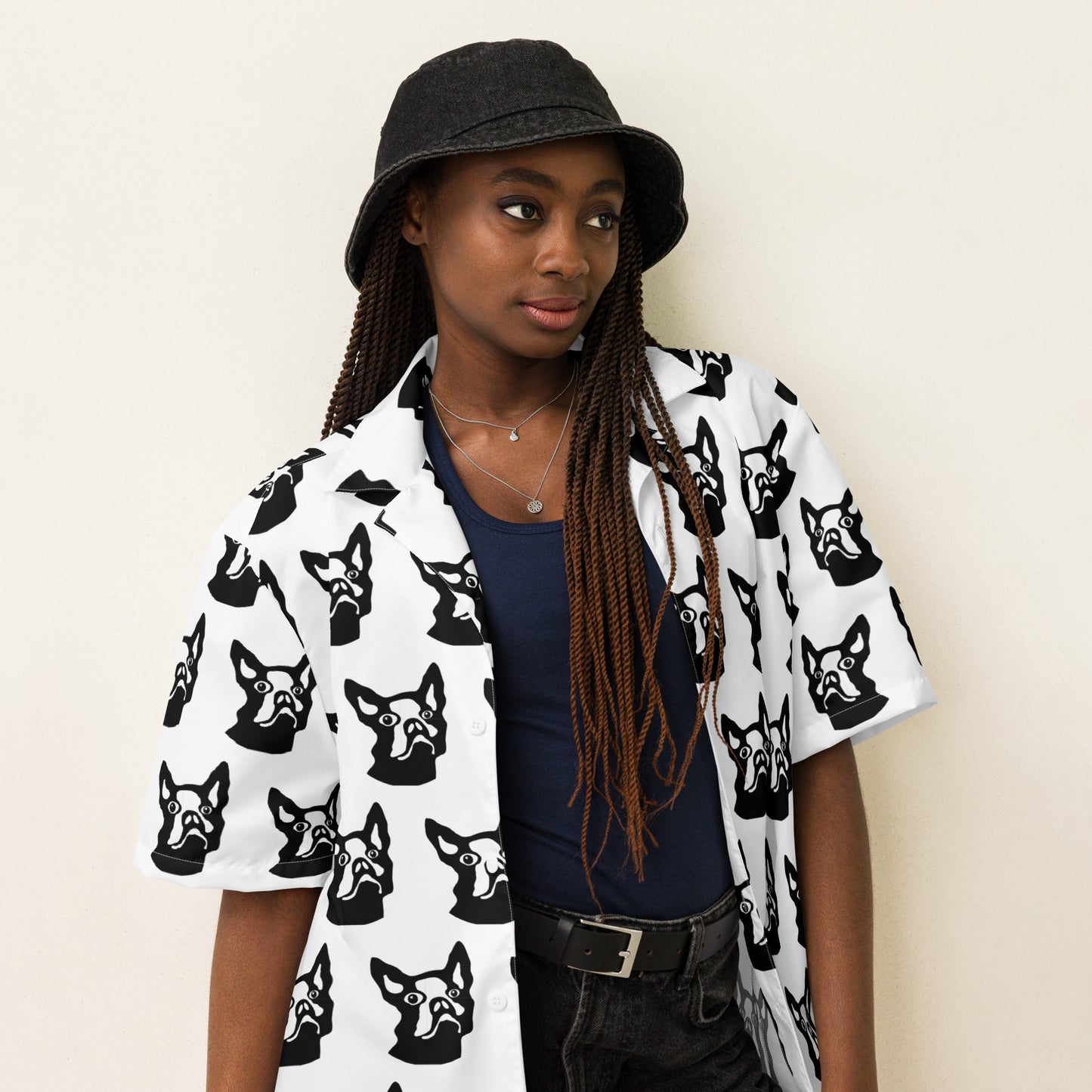 Unisex button shirt Kukloso Boston Terrier Pattern No 1 - Free Shipping