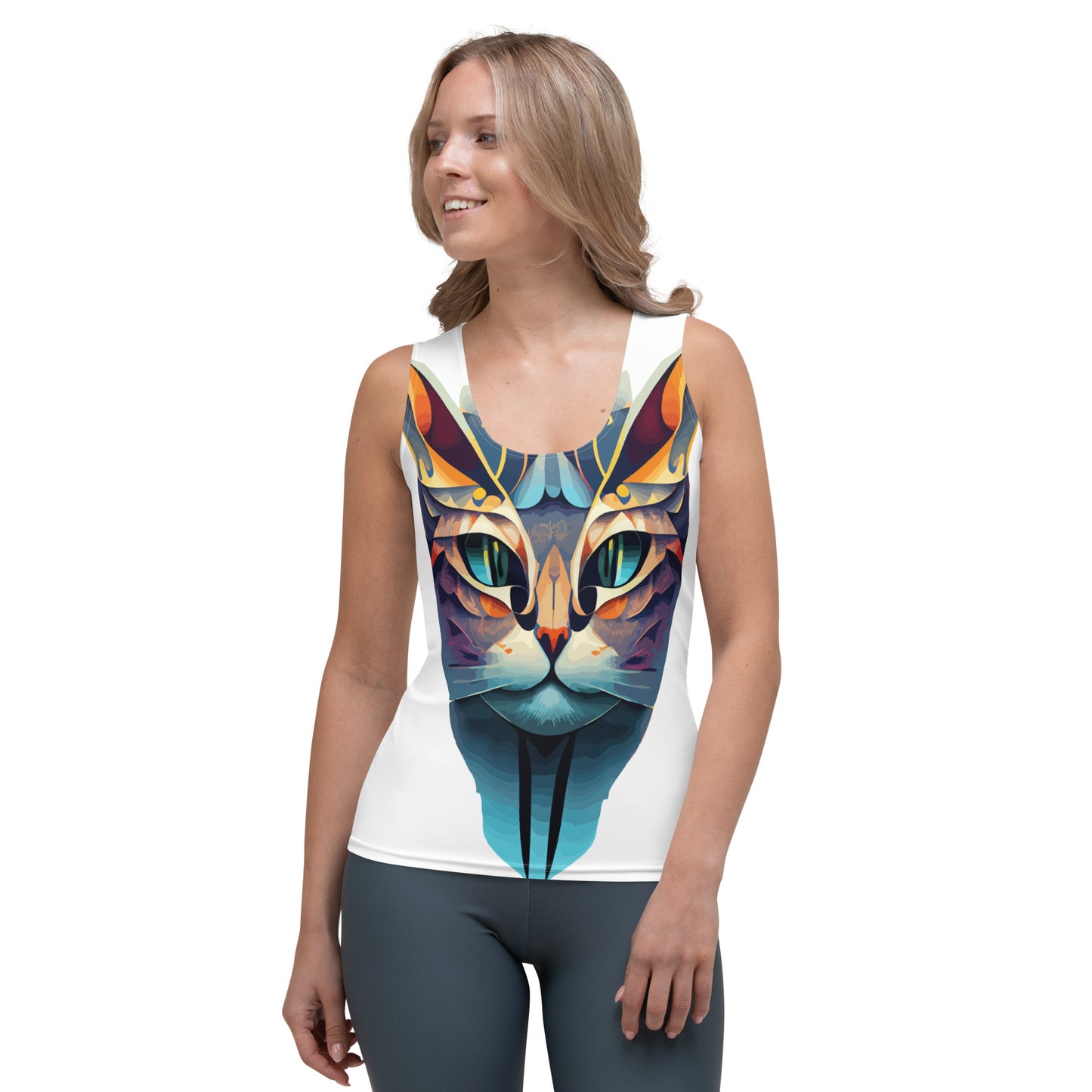 All-Over Women's Tank Top Kukloso Cubist Faces No 21 Mr Cat Free Shipping