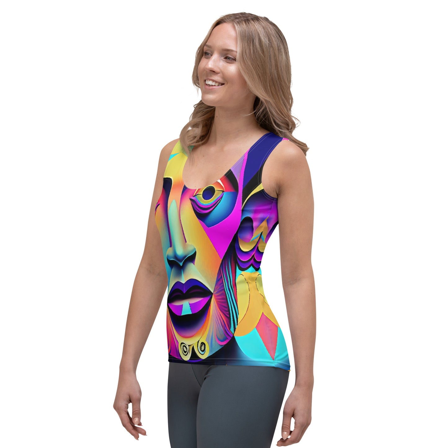 All-Over Women's Tank Top Kukloso Cubist Faces No 18 Free Shipping