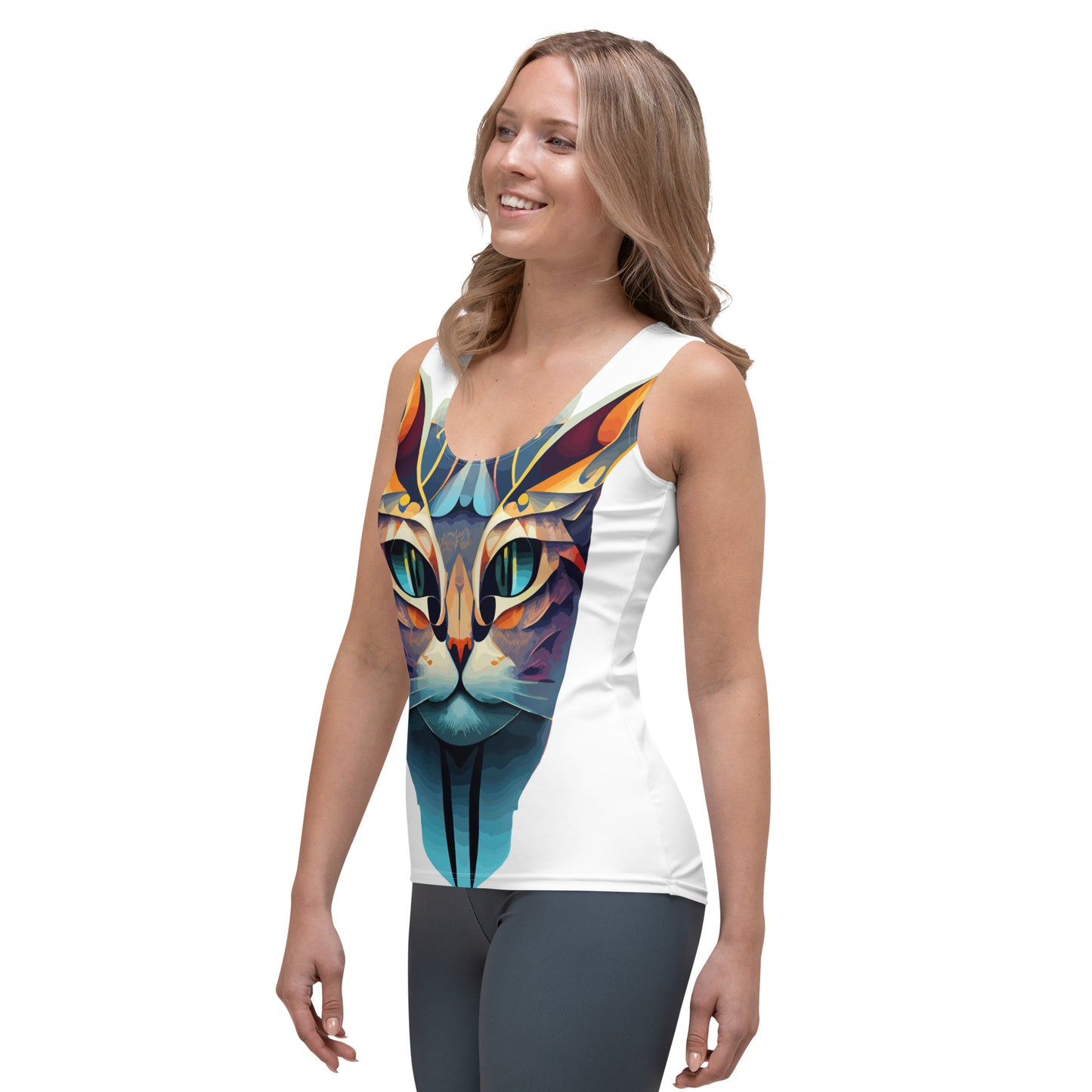 All-Over Women's Tank Top Kukloso Cubist Faces No 21 Mr Cat Free Shipping