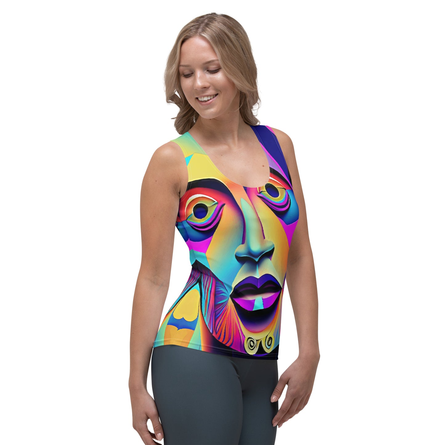 All-Over Women's Tank Top Kukloso Cubist Faces No 18 Free Shipping