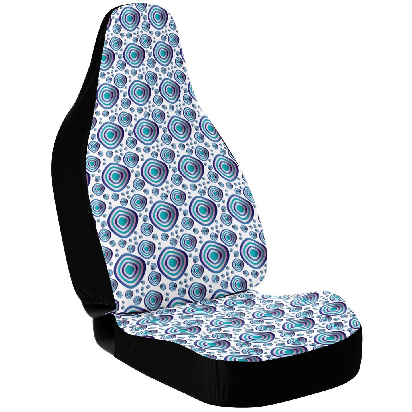 Car Seat Cover - AOP Kukloso Abstractical No 96 Circles Aqua, Navy colors - Free Shipping