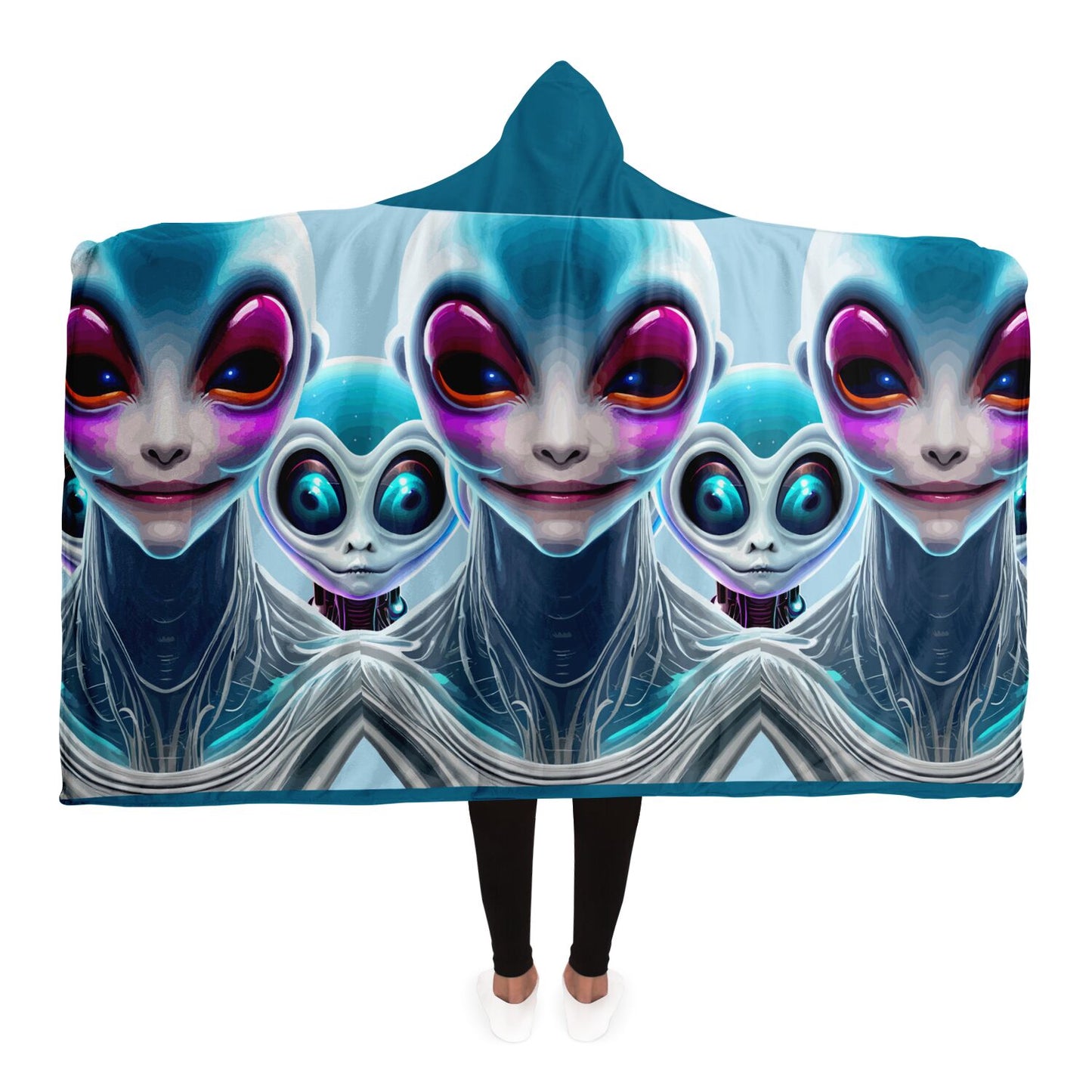 Hooded Blanket - AOP Kukloso Cubist Space Girls No 4 - Free Shipping