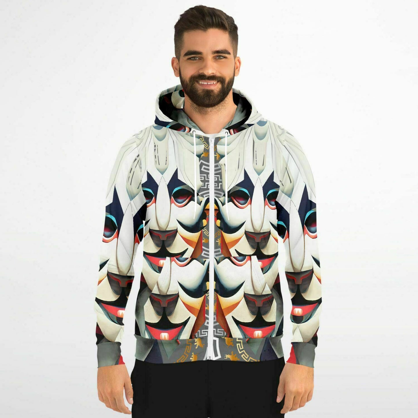 Fashion Zip-Up Hoodie - AOP Kukloso Cubist Faces No 6 - Free Shipping