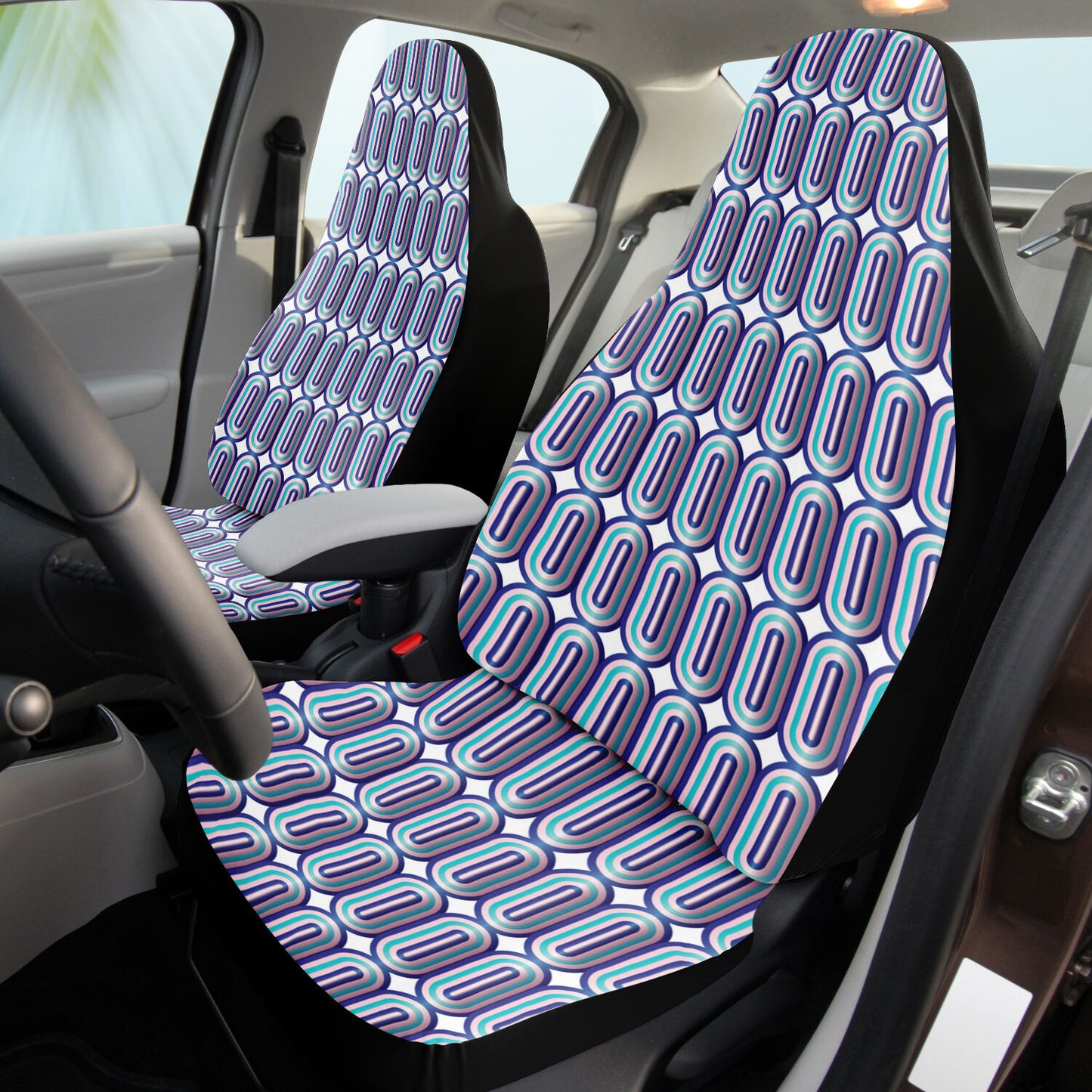 Car Seat Cover - AOP  Kukloso Abstractical No 99 Spheres Navy-Aqua-Pink colors - Free Shipping