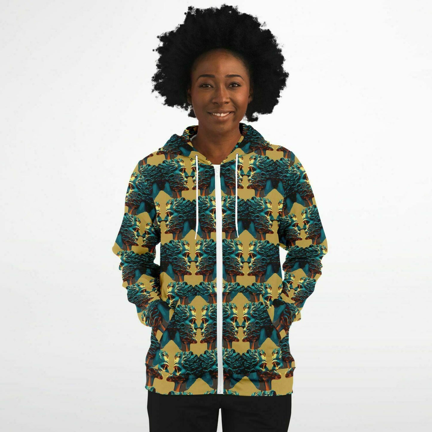 Fashhion Zip-Up Hoodie AOP Kukloso Cubist Faces No 47 - Free Shipping