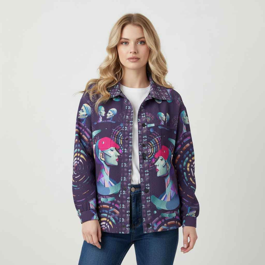 AOP Unisex Casual Lapel Jacket Kukloso Patchwork Collage No 109