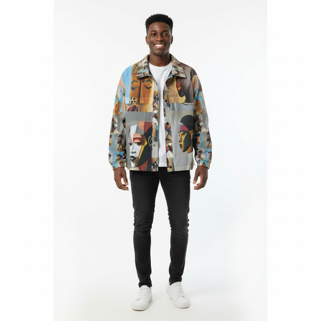AOP Unisex Casual Lapel Jacket Kukloso Afro Cubist No 1