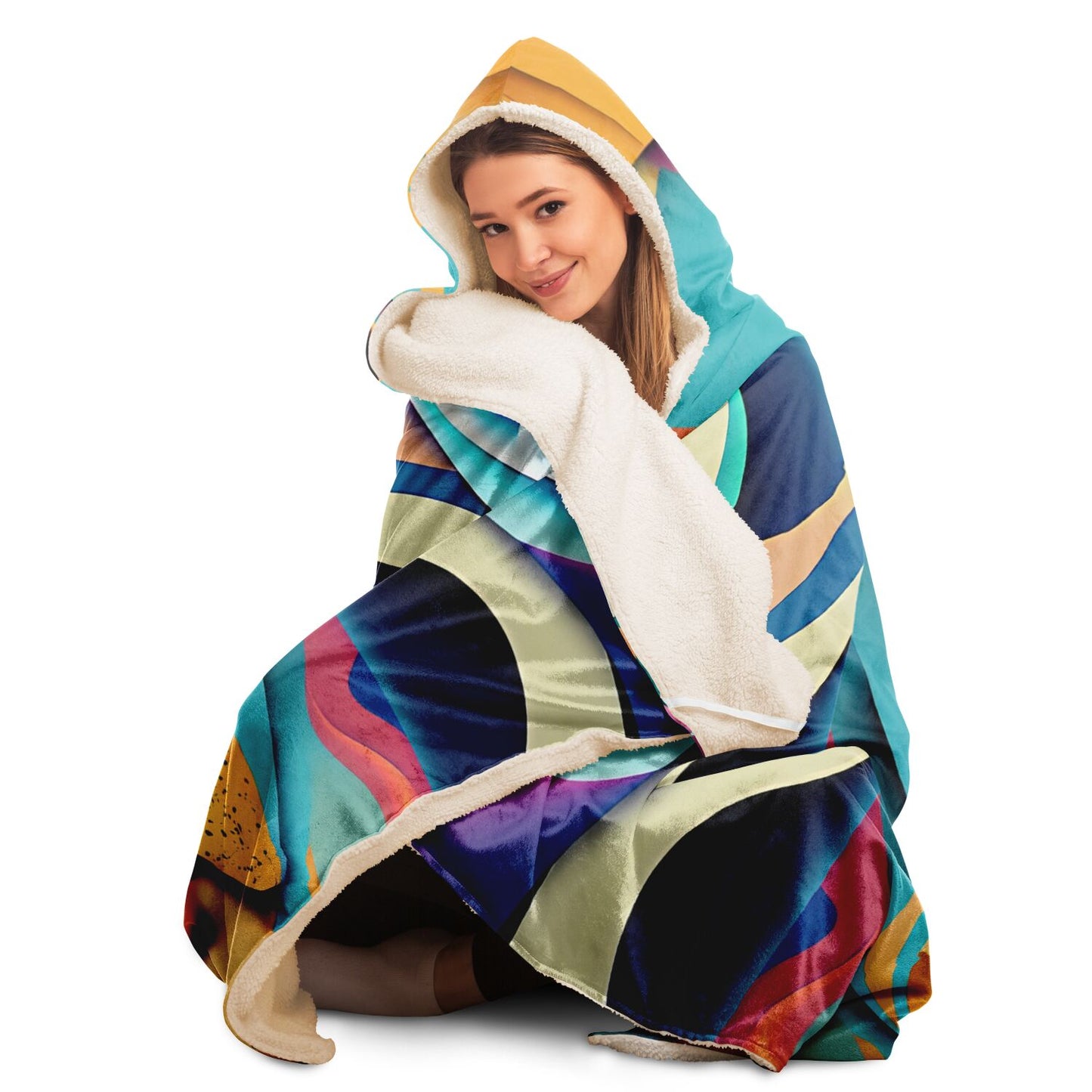 Hooded Blanket - AOP Kukloso Cubist Faces No 10 - Free Shipping