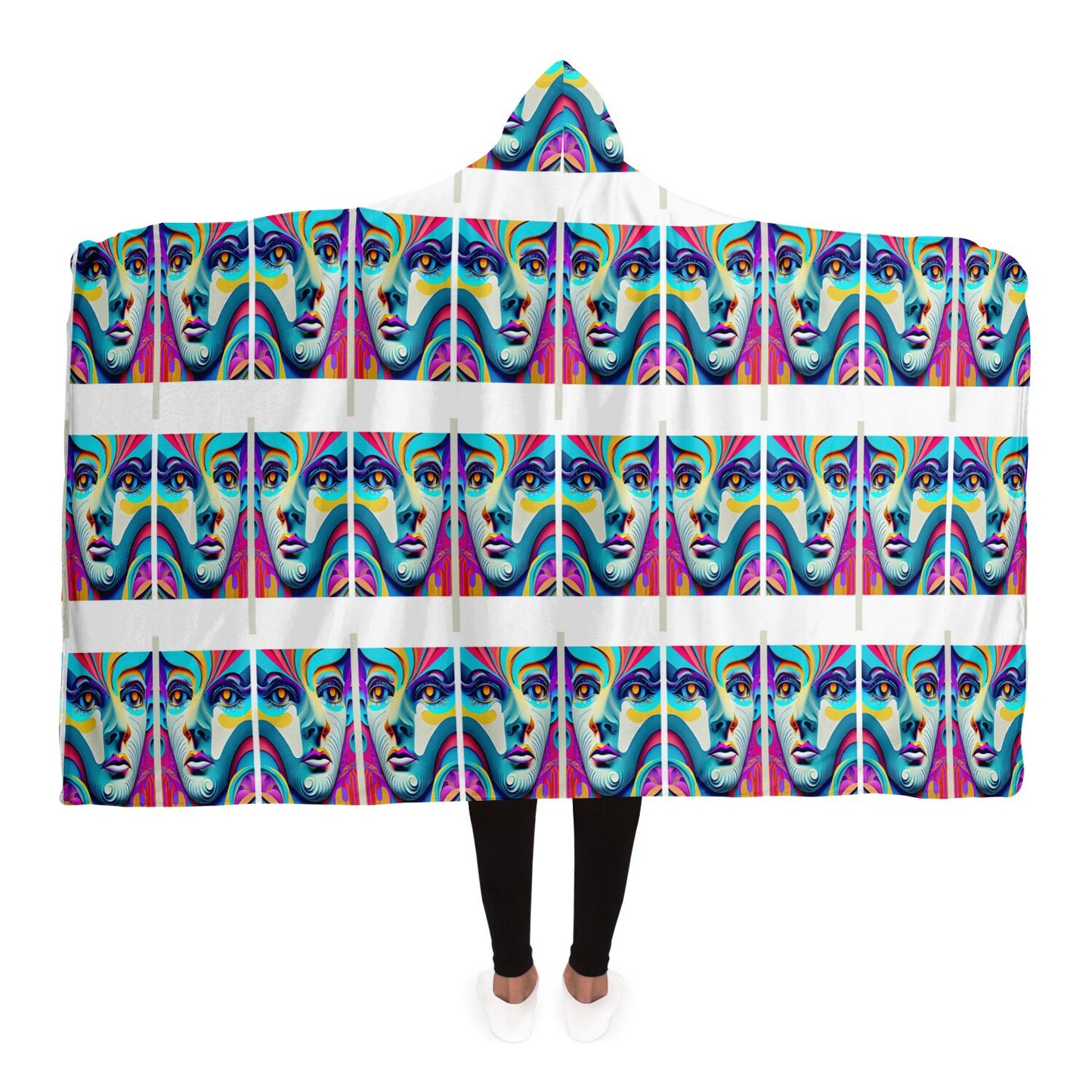 Hooded Blanket - AOP Kukloso Alien Faces No 8 - Free Shipping