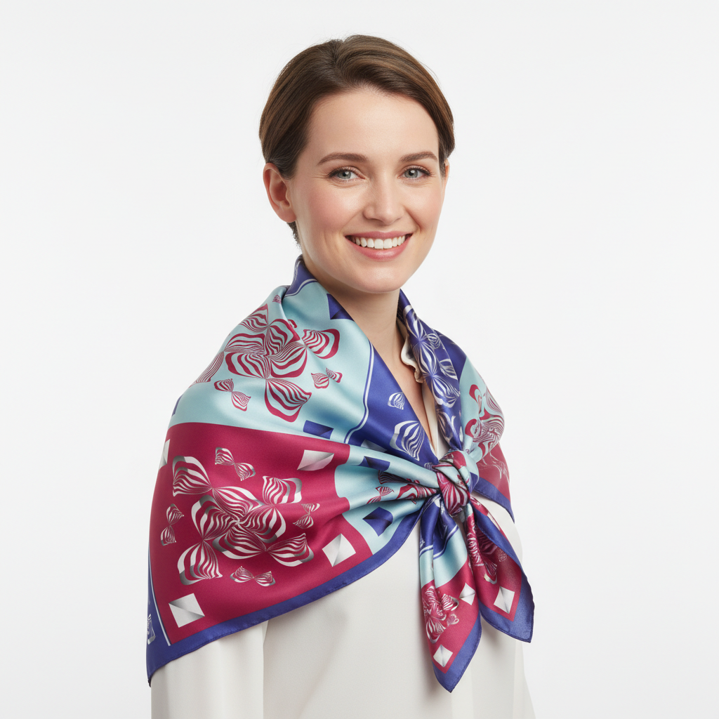 100% Silk Charmeuse Square Scarf Abstract Graphics No 1