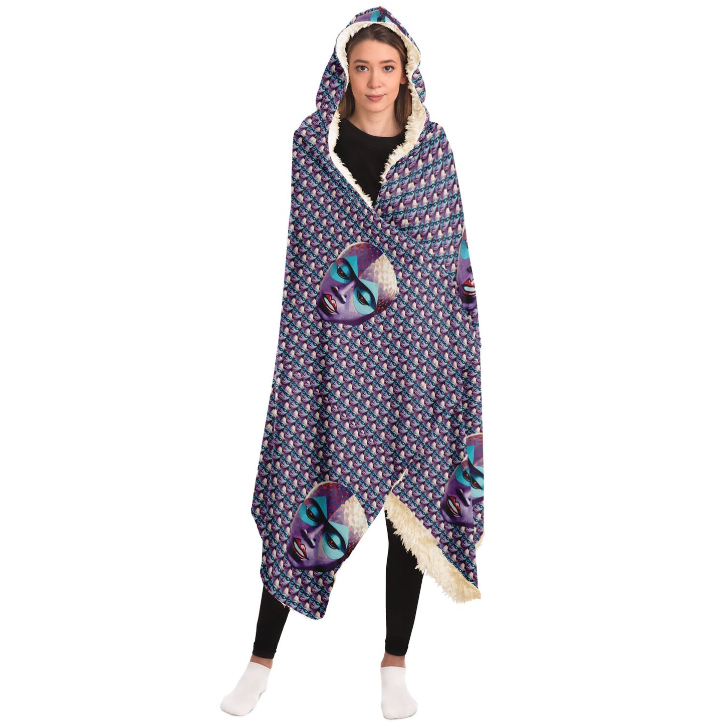 Hooded Blanket - AOP Kukloso Space Faces No 22 A - Free Shipping