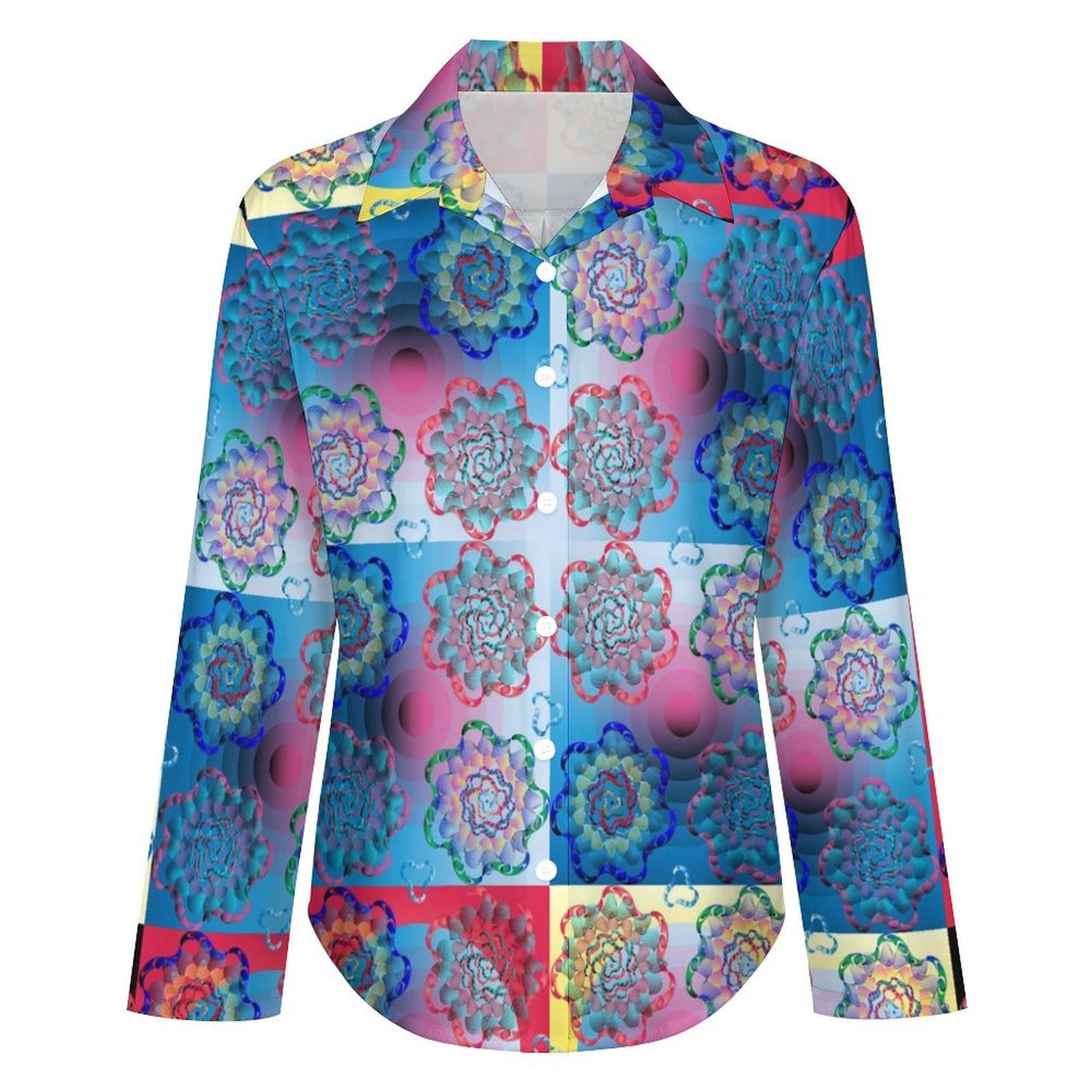 Long Sleeve Shirt Blouse Kukloso Abstract No 947