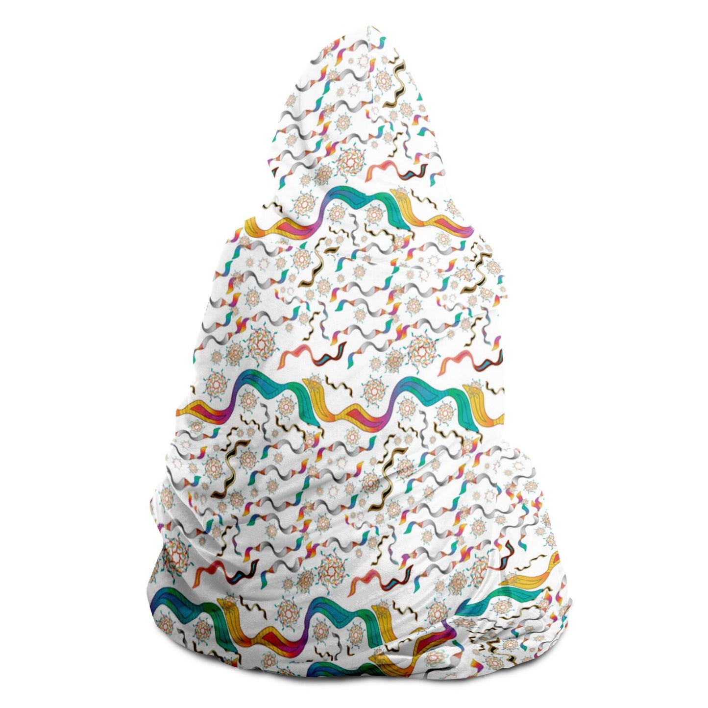 Hooded Blanket - AOP Kukloso Abstractical No 136 Multicolored Shapes on White - Free Shipping