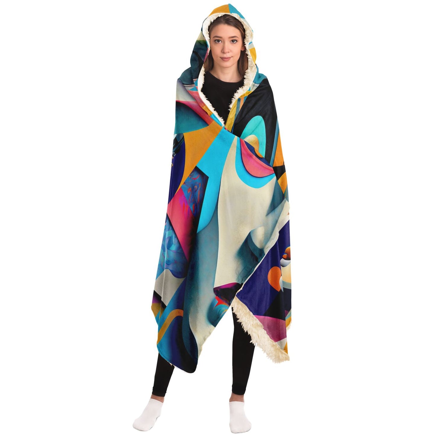 Hooded Blanket - AOP Kukloso Cubist Faces No 4 - Free Shipping