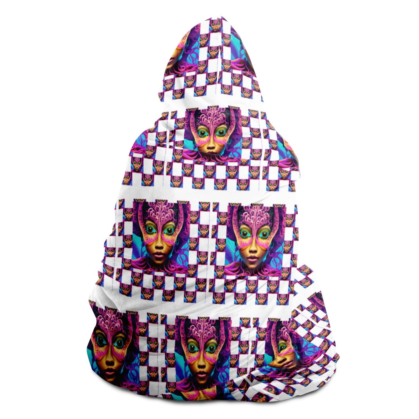 Hooded Blanket - AOP Kukloso Space Faces o 21 A - Free Shipping