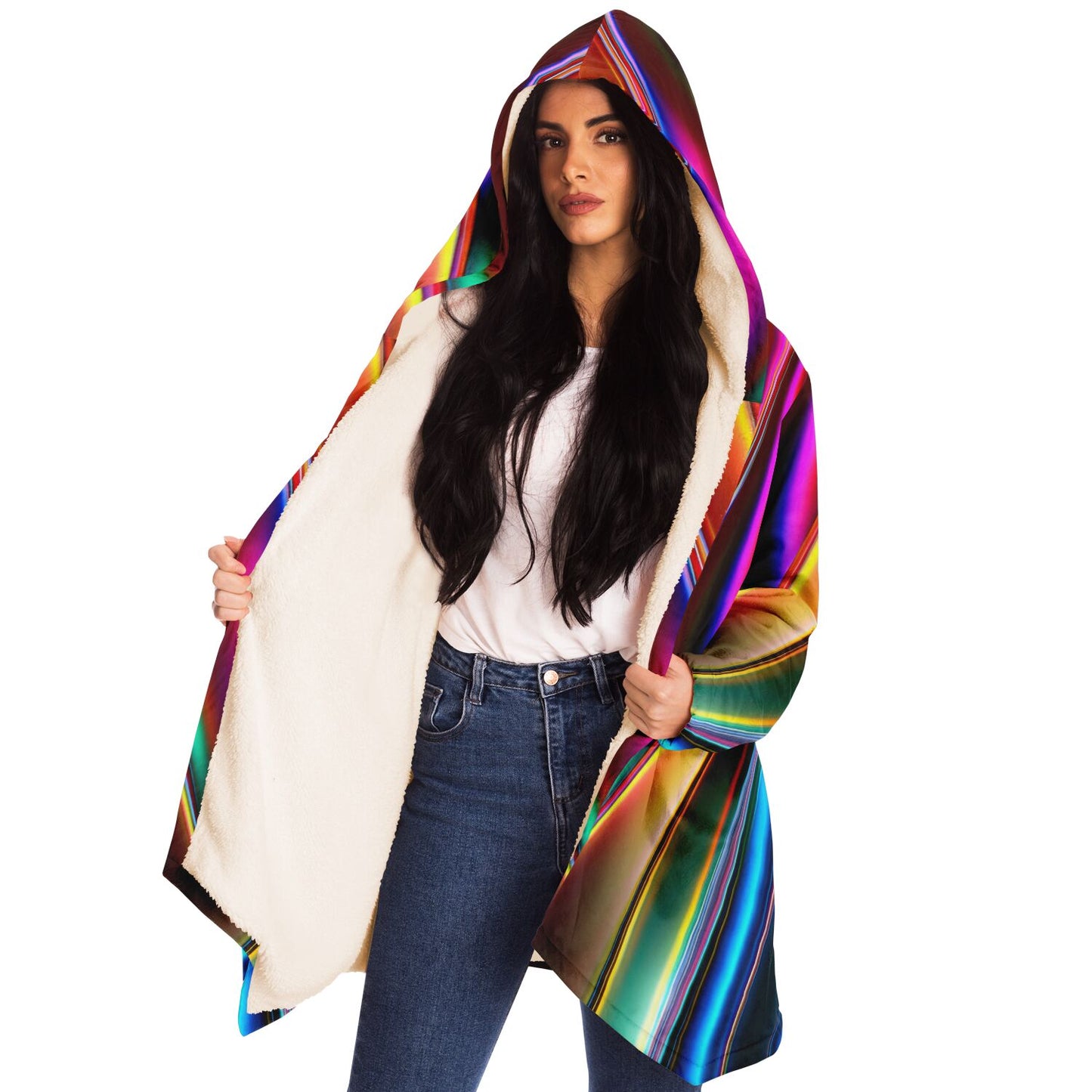 Microfleece Cloak - AOP Kukloso Color Flow series No 2 Rainbow of colors - Free Shipping