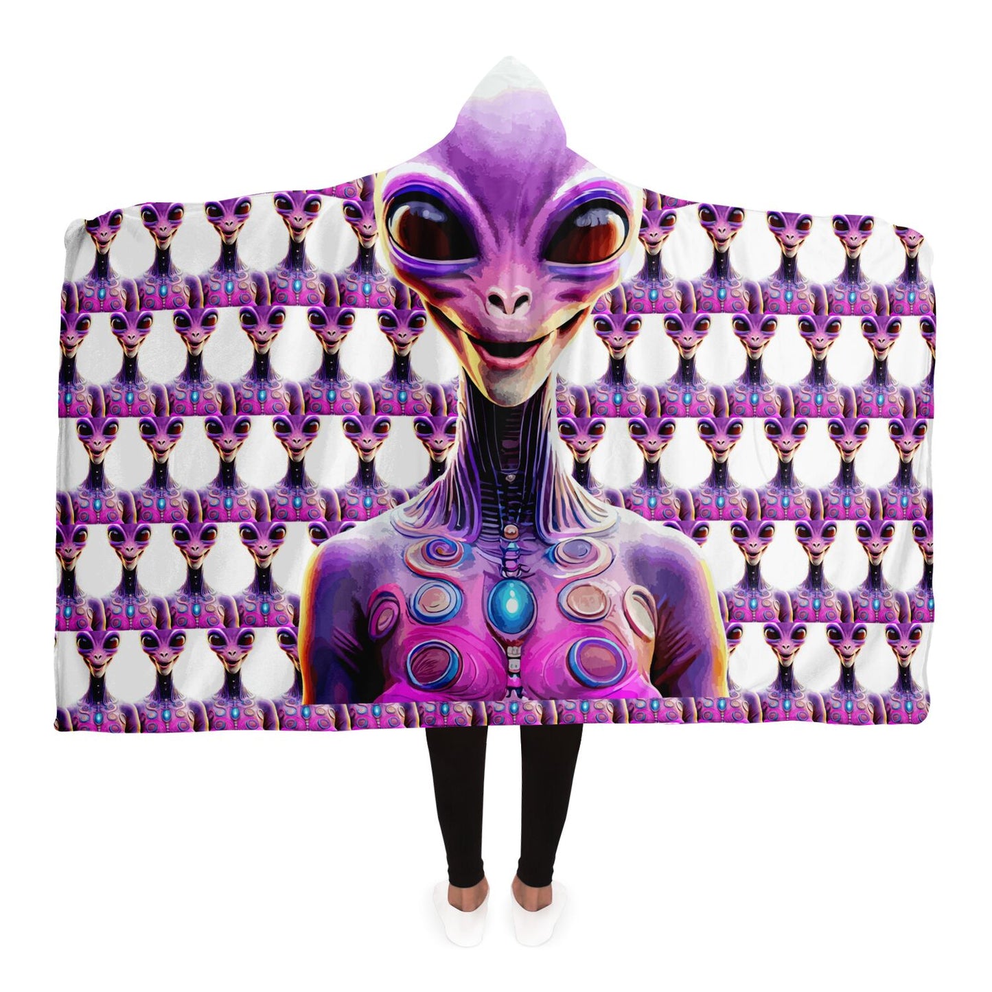 Hooded Blanket - AOP Kukloso Cubist Space Personoid No 1 - Free Shipping