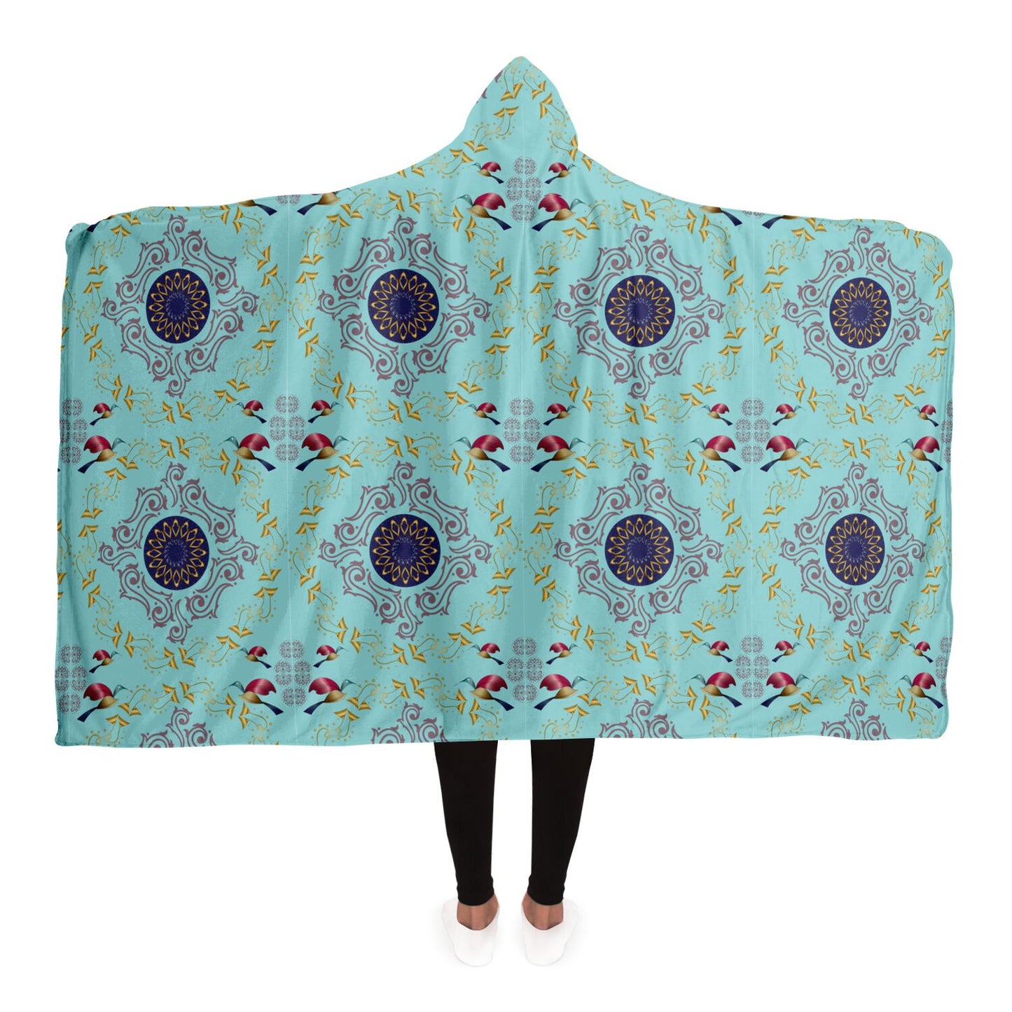 Hooded Blanket - AOP Kukloso Abstractical No 46 Mandala on Aqua