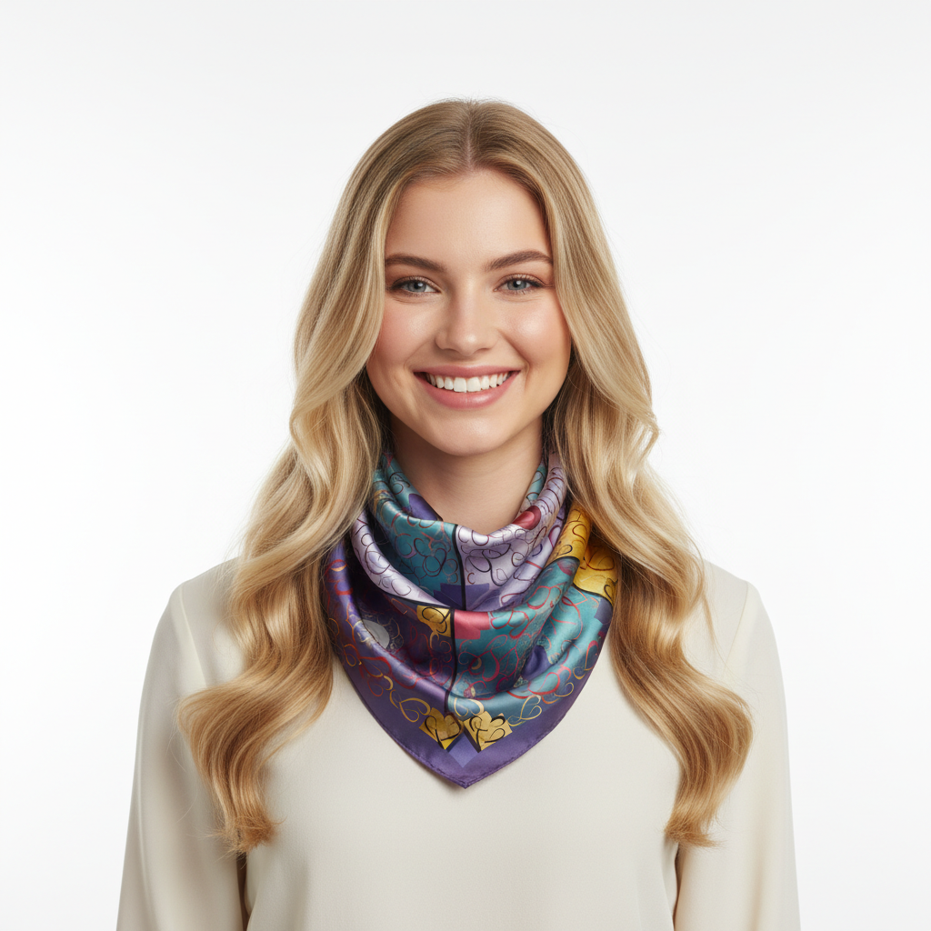 100% Silk Charmeuse Square Scarf Abstract Graphics No 3