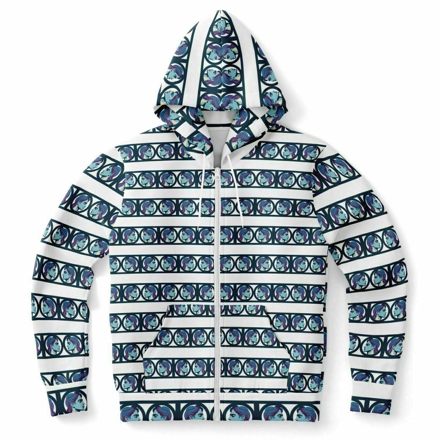 Fashion Zip-Up Hoodie - AOP  Kukloso Roman Faces No 2 A - Free Shipping