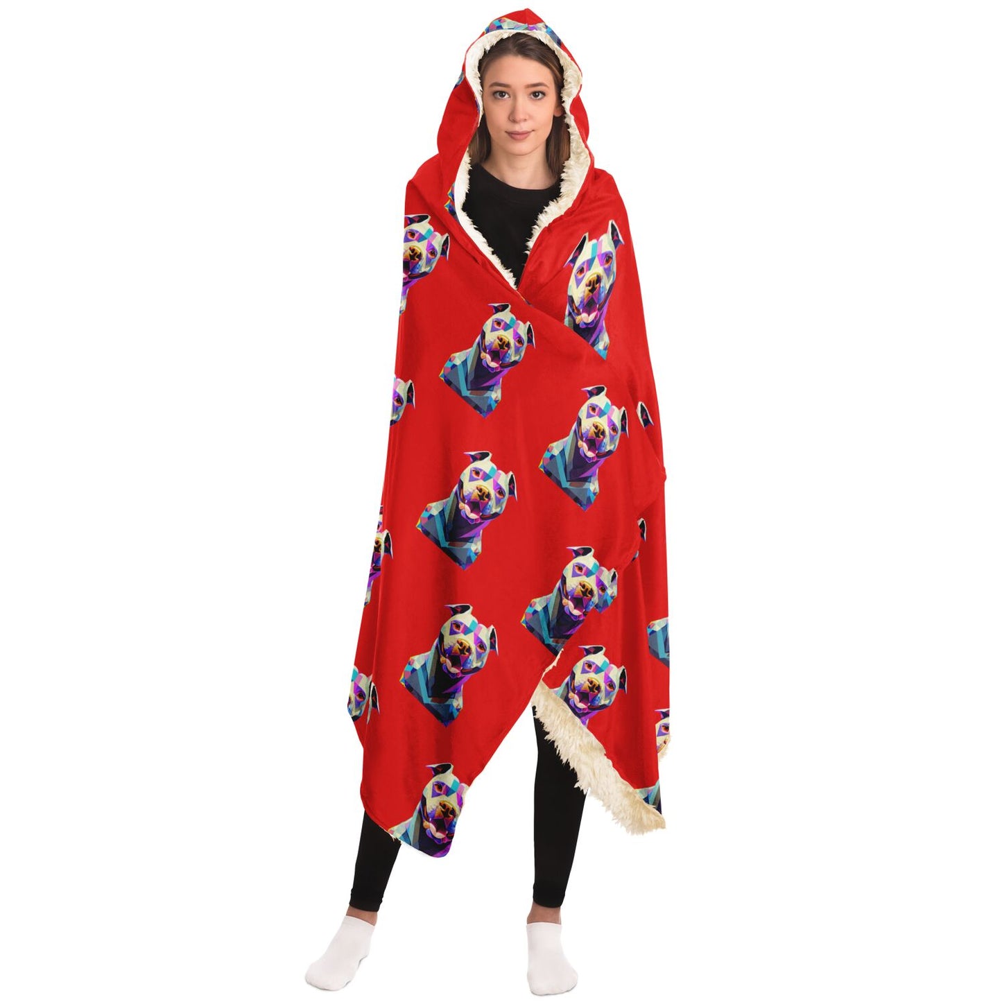 Hooded Blanket - AOP Kukloso Cubist Pit Bull Dog - Free Shipping