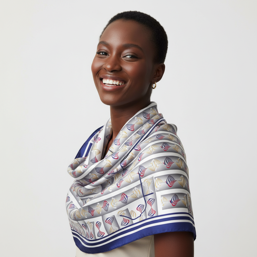 100% Silk Charmeuse Square Scarf Abstract Graphics No 2