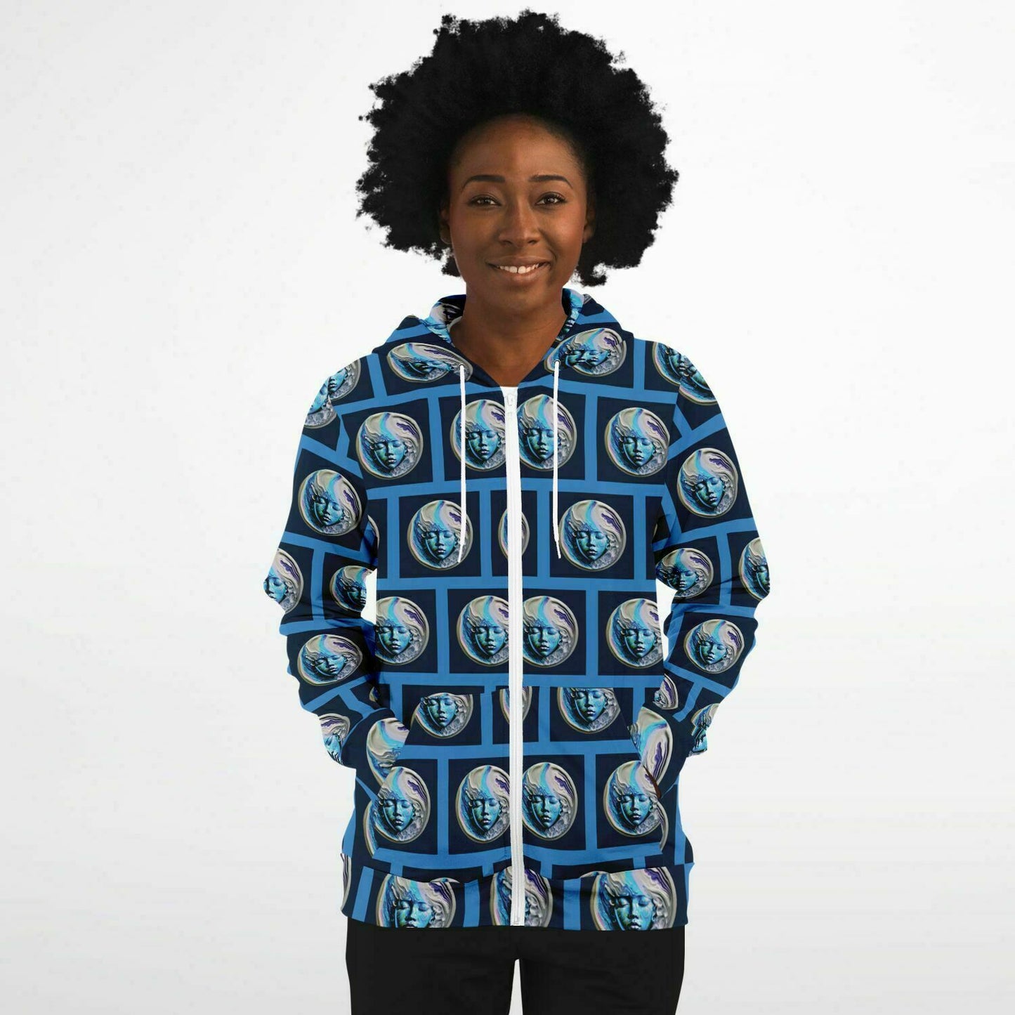 Fashion Zip-Up Hoodie - AOP Kukloso Space Faces No 52 - Free Shipping