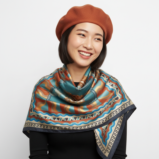 100% Silk Charmeuse Square Scarf Portrait of a Mermaid